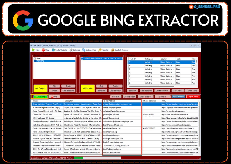 GOOGLE BING EMAIL EXTRACTOR